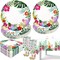 121 PCS Luau Hawaiian Party Decorations - Aloha Tropical Party Tableware Supplies Including Plates, Napkins, Cups and Tablecloth for Summer Pool and Tropical Luau Birthday Party Decor Serves for 30